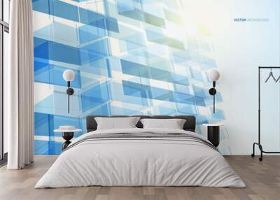 Modern blue glass wall of office building Wall mural