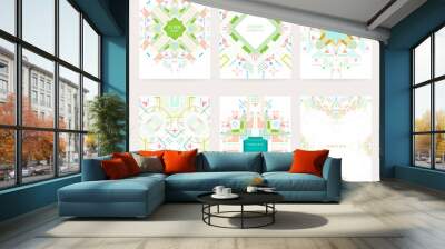 Set of geometric vintage colorful flyers Wall mural