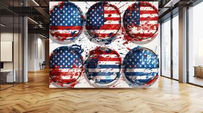 Awesome USA colors circle shield grunge Wall mural