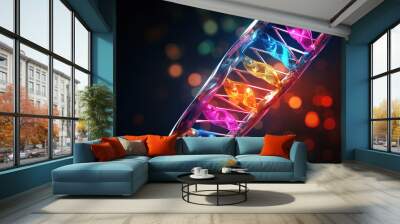 Eye catching DNA structure on a dark background 3d rendering 3d illustration Wall mural