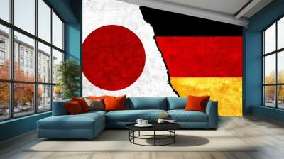 Japan and Germany flags together on wall. Germany Japan relations, economy, relationship, trade concept Wall mural