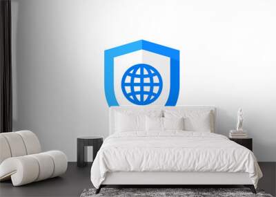 blue shield globe icon Wall mural