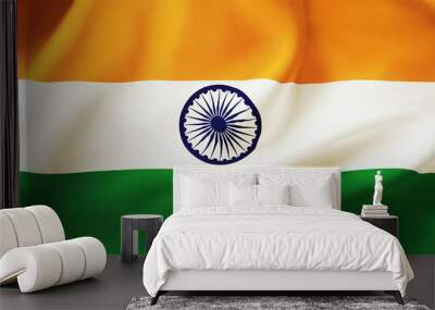 India waving flag background.3D illustration of Indian flag Wall mural