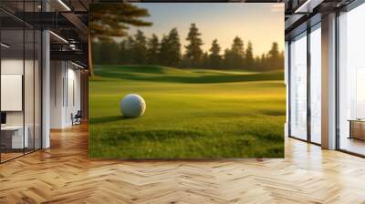 golf golfball on green grass Wall mural