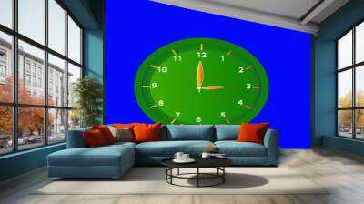 clock on green background Wall mural