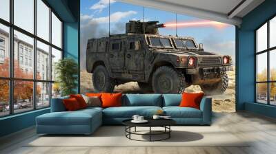 Military Armored Vehicle with Laser Weapon
 Wall mural