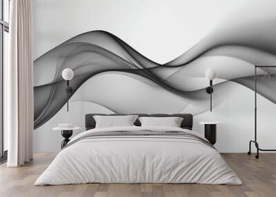 Abstract black and white wave pattern on a light background, creating a modern and elegant visual appeal for various designs. Wall mural