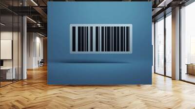 Barcode Icon on Blue Background Wall mural