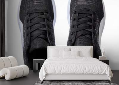 A pair of black sport shoe isolated on white background. Wall mural