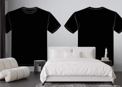 Blank black t-shirt template. Front and back view Wall mural