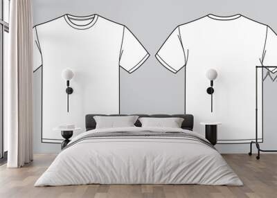 blank white t-shirt template. front and back view Wall mural