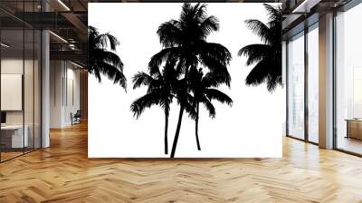 Coconut palm tree silhouette isolated on white Wall mural