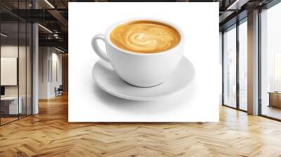 Cup of coffee latte isolated on white backgroud with clipping path Wall mural