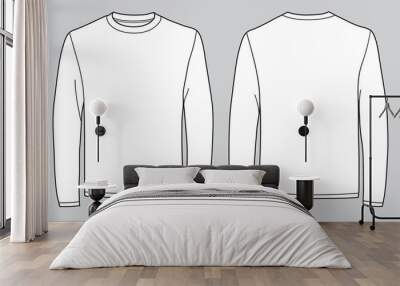 Men's long sleeve t-shirt with front and back views  Wall mural