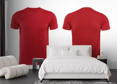 Red T-shirts front and back used as design template. Wall mural