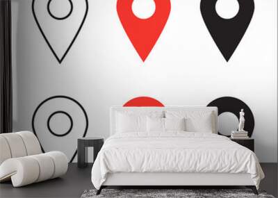 Set of Location pin icons. Modern map markers. Location mark icons. Destination Symbol. Pointer Logo. Vector illustration Wall mural