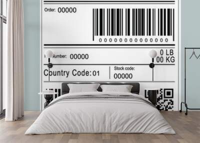 Shipping label barcode template vector Wall mural