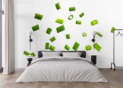 Spring chopped onions. Green onion isolated. Wall mural