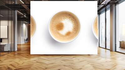 Top view of cappuccino coffee with round shape cup isolated on white background Wall mural