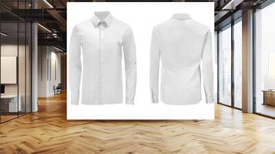 white color formal shirt with button down collar isolated on white Wall mural