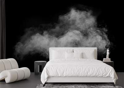 white smoke isolated on black background Wall mural