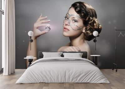 girl with diamond make up Wall mural