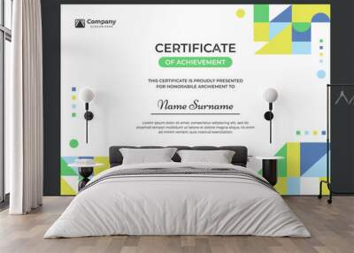 Colorful mosaic certificate template vector design Wall mural