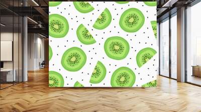 Cute kiwi fruits pattern background vector design Wall mural