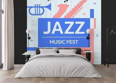 Jazz music event poster vector illustration template Wall mural