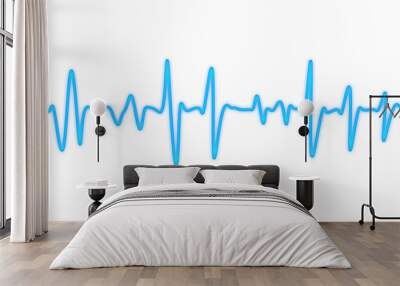 Blue Life Line. Heart Beat Graph. Cardiogram Wall mural