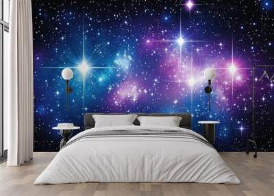 A vibrant and colorful nebula with bright stars shining in the dark cosmos. Wall mural