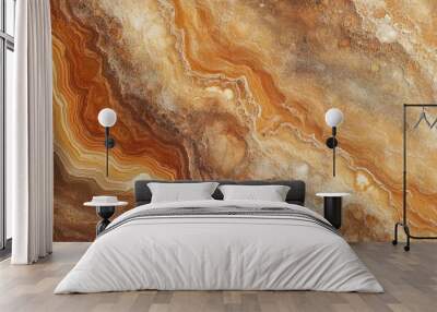 Abstract background with brown and orange onyx marble texture with natural pattern. Wall mural