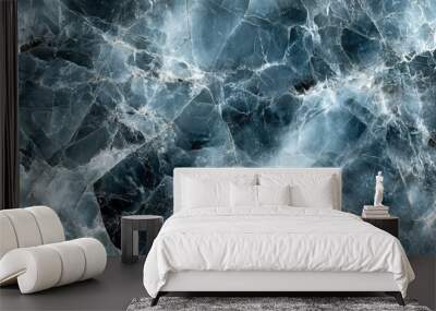 Abstract blue and white marble texture background. Wall mural