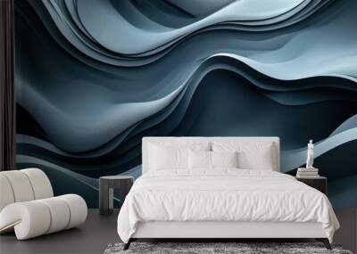 Abstract Blue Waves Wall mural