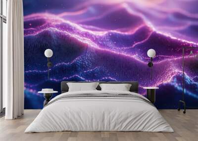 Abstract Digital Landscape with Glowing Purple and Blue Hues Wall mural