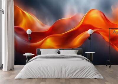 Abstract wave of orange and red flowing colors. Wall mural