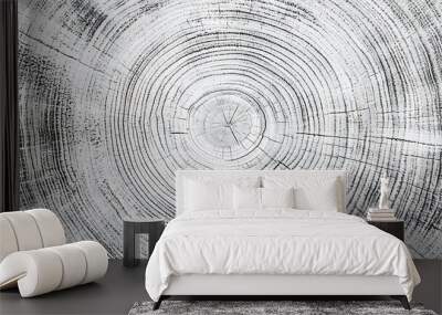 Close-up of a tree ring pattern showcasing growth lines. Wall mural