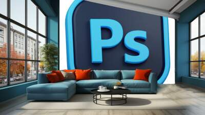 adobe photoshop 3d icon isolated on the transparent background Wall mural