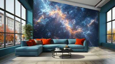 Abstract space background with swirling nebulae and cosmic clouds Wall mural