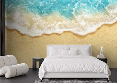 Closeup of sandy beach with turquoise sea and sky background Wall mural