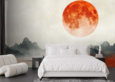 landscape with moon and clouds Wall mural