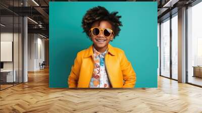 portrait of a young boy with sunglasses Wall mural