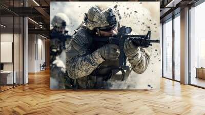 soldier aiming rifle Wall mural