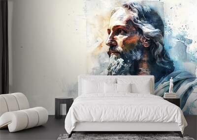 Water color portrait of Jesus  Wall mural