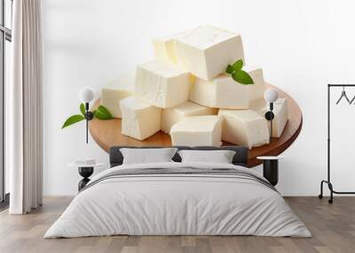 paneer on an isolated white background Wall mural