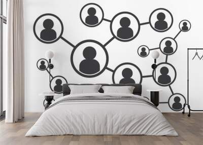 Business Management Outline Icon , Referral icon isolated on white background. Symbol of a group of people or multiple users or friends.People Network Social Connection Icon Vector. Wall mural