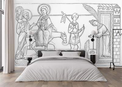 Christian illustration. Old image	 Wall mural