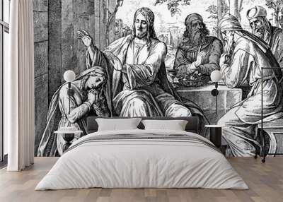 Jesus and the sinner 1) Sacred-biblical history of the old and New Testament. two Hundred and forty images Ed. 3. St. Petersburg, 2) 1873. 3) Russia 4) Julius Schnorr von Carolsfeld Wall mural