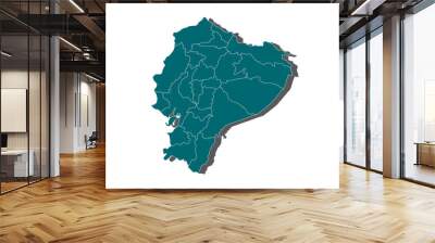  vector map-ecuador country blue on white background. ecuador map - blue pastel graphic background . Vector illustration .eps 10. - Vector Wall mural