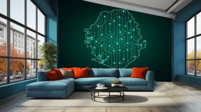 Map of Sierra Leone, network line, design sphere, dot and structure on dark background with Map Sierra Leone, Circuit board. Vector illustration. Eps 10 Wall mural